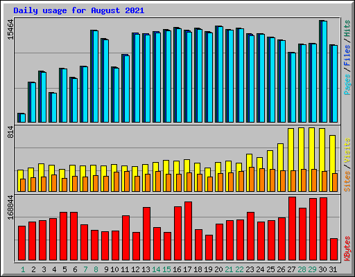 Daily usage for August 2021