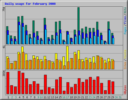 Daily usage for February 2008