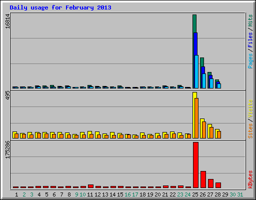 Daily usage for February 2013