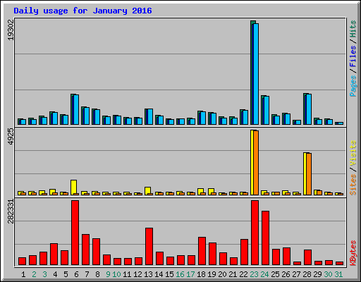 Daily usage for January 2016