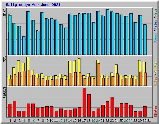 Daily usage for June 2021