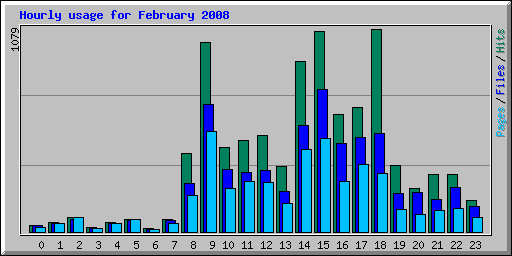 Hourly usage for February 2008